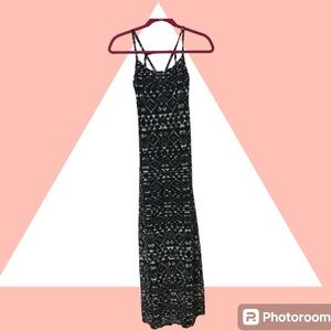 FIRE LOS ANGELES Long Black and White Print Dress